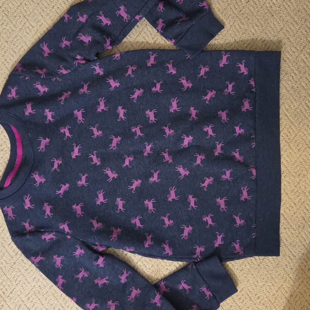 Cat & Jack Navy Sweater with Pink Unicorns Pattern